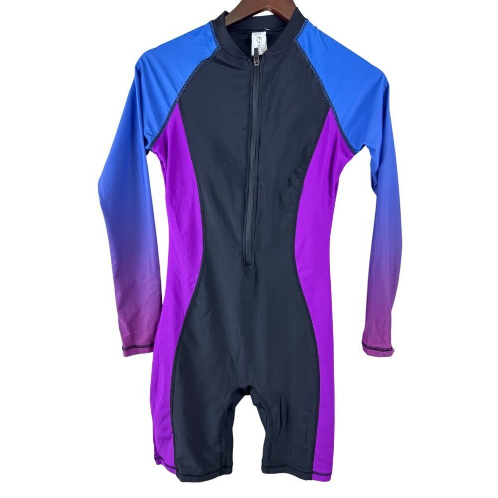 NEW Halcurt Women's Rash Guard Boy Leg Long Sleeve Zip UPF 50+ Size Small Swim